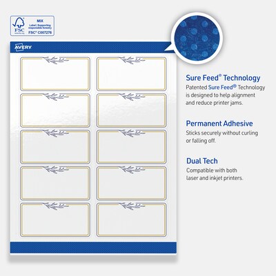 Avery Laser/Inkjet Rectangle Multipurpose Labels, 2" x 4", White, 100/Pack (S00-DNR)