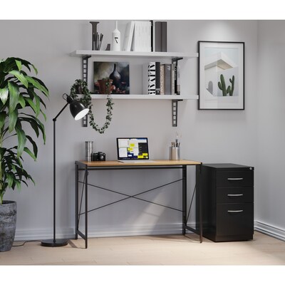 3-Drawer File Cabinet with Wheels and Arch Handles, Black, 23" Deep (21115)