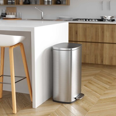 iTouchless SoftStep Stainless Steel Indoor Step Trash Can with Lid, 13.2 Gallon, Silver (PC13RSS)