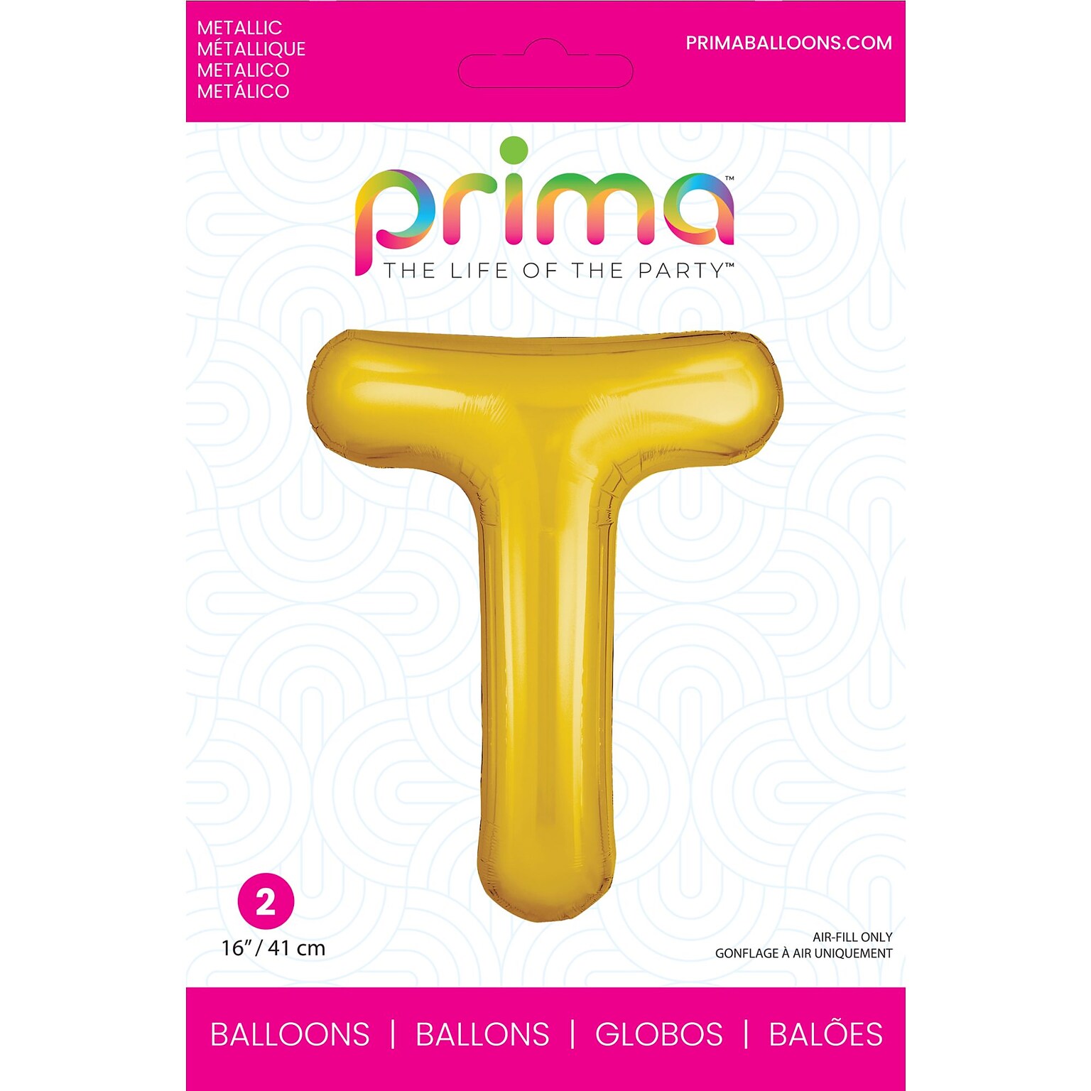 Party City (Air-Filled) 16 T Foil Balloon, Gold, 2/Pack (AM60050233-19)