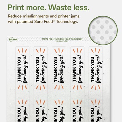 Avery Hemp Rectangle Laser/Inkjet Multipurpose Labels, 9-3/4" x 1-1/4", Off-White (100/Pack)