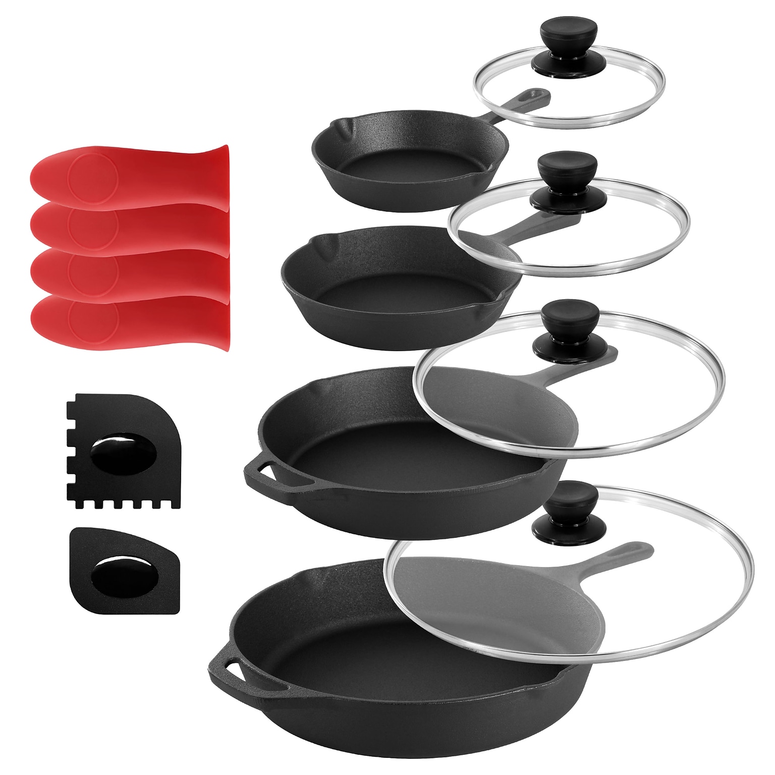 Megachef Cast Iron Skillet Set, Black, 13 Piece/Set (935121259M)