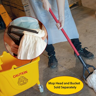 BISON LIFE 63" Quick Change Metal Wet Mop Handle, Red/Black, 6/Pack (BP-RMH-09)