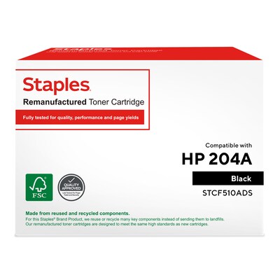 Staples Remanufactured Black Standard Yield Toner Cartridge Replacement for HP 204A (TRCF510ADS/STCF510ADS)