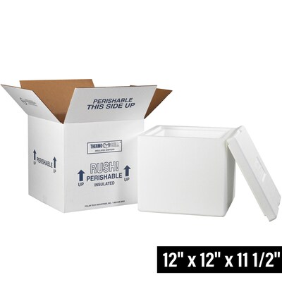 Quill Brand® Insulated Shipping Containers, 12 x 12 x 11.5, White, Each (230C)