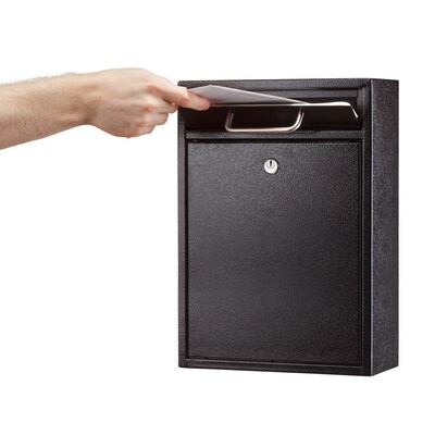 AdirOffice Steel Large Wall Mounted Drop Box Interoffice Mailbox, Key Lock, Black (631-04-BLK-PKG)