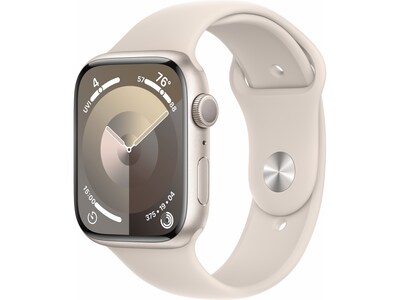 Apple Watch Series 9 (GPS) Smartwatch, 45mm, Starlight Aluminum Case with Starlight Sport Band, M/L