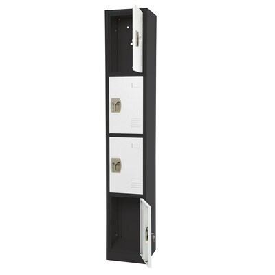AdirOffice 72" 4-Tier Black and White Storage Locker (ADI629-204-B-W)