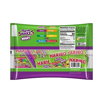 Haribo Twin Snakes Minis Gummy Candy, Assorted Flavors, 9.5 oz., 20 Pieces (87177)