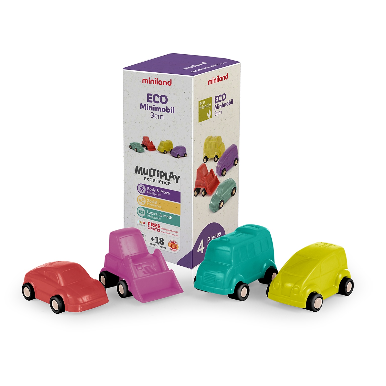 MINILAND ECO Minimobil, Multicolored, 4/Set (MLE32253)