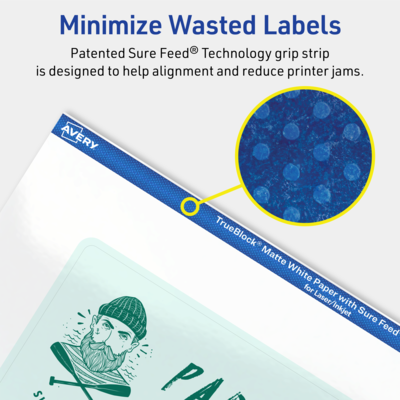 Avery TrueBlock Laser/Inkjet Rectangle Multipurpose Labels, 4" x 6", White, 200/Box (94278)