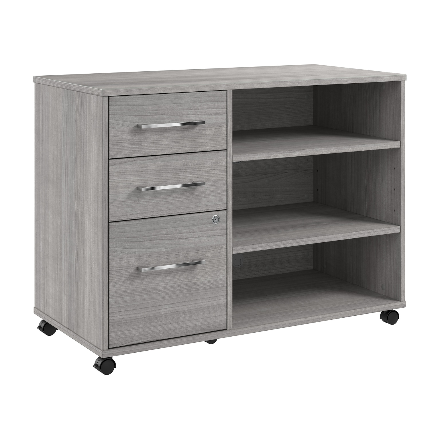 Bush Business Furniture Hustle Office Storage Cabinet with Wheels, Platinum Gray (HUF140PG)