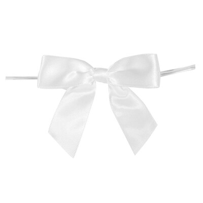 JAM Paper Satin Bows, White, 100/Pack (52640349195)