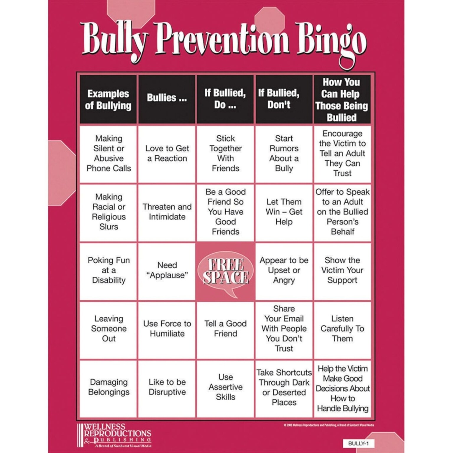 The Guidance Group Bully Prevention Bingo Game (LR4712)