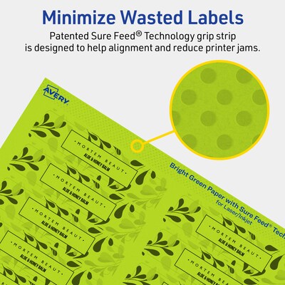 Avery Rectangle Multipurpose Labels, 0.75" x 3.5", Bright Green, 1600/Box (94217)