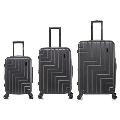 DUKAP Zahav 3-Piece Hardside Spinner Luggage Set, TSA Checkpoint Friendly, Black (DKZAHSML-BLK)