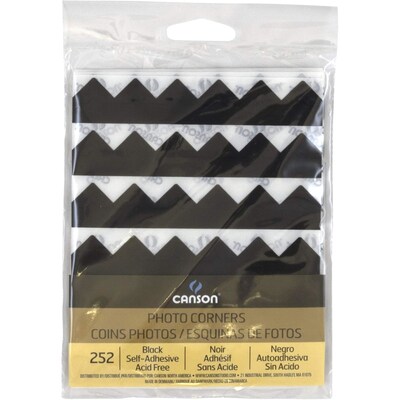 Canson Self Adhesive Photo Corners, Black, 252 Pieces/Pack, 3 Packs/Bundle (MCXC100510395-3)