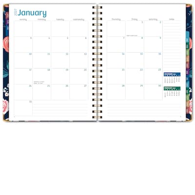 2027 Excello Brands 7.8" x 9" Weekly & Monthly Standard Planner, Paperboard Cover, Navy Floral (FSHN-CY27-79-84)
