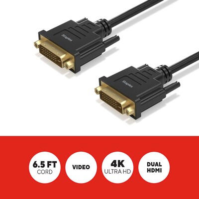 Staples TECH 6.5 ft. DVI-D to DVI-D Cable, Male to Male, Black (ST62473)