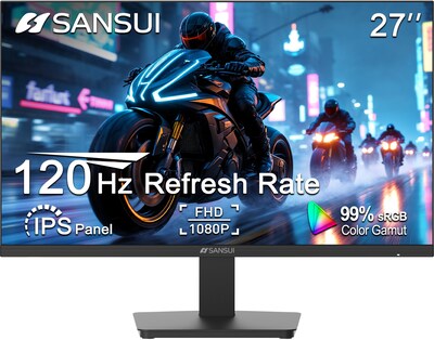 Sansui 27 FHD 120Hz IPS Adaptive Sync Monitor, Tilt Adjustable, Black (ES-27F2)