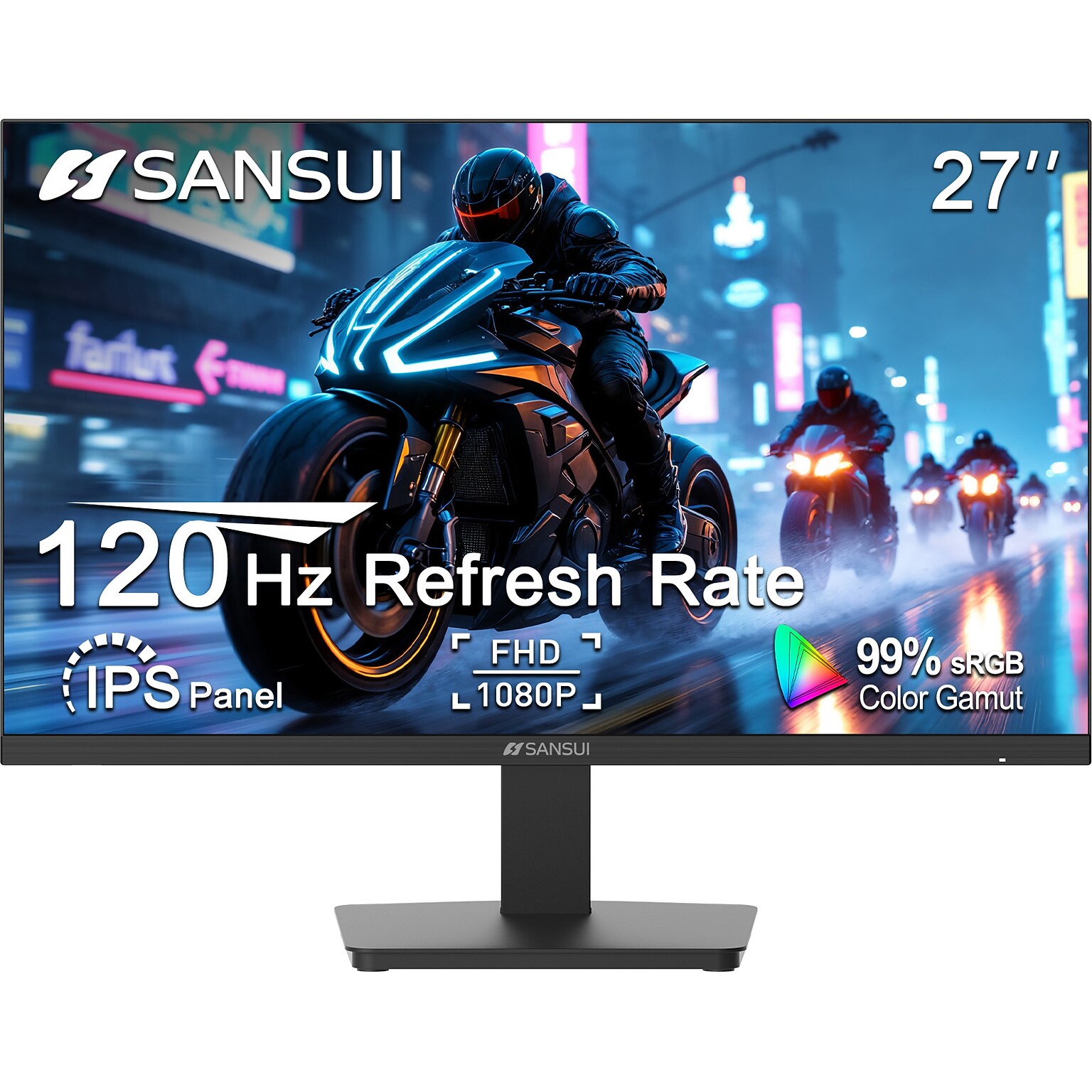 Sansui 27 FHD 120Hz IPS Adaptive Sync Monitor, Tilt Adjustable, Black (ES-27F2)