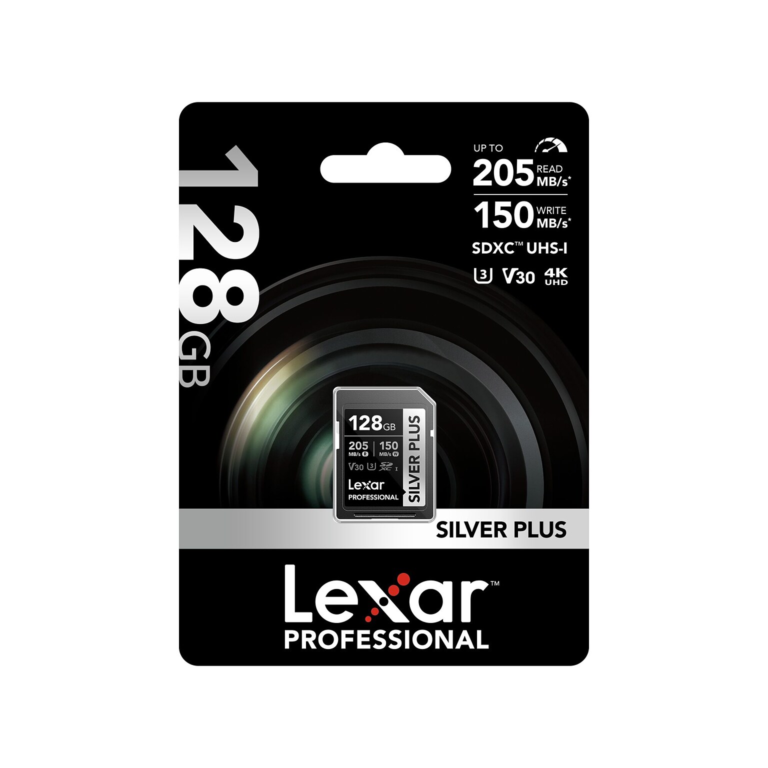 Lexar Professional Silver Plus 128MB SDXC Memory Card, Class 10, UHS-I, V30 (LSDSIPL128G-BNNNU)