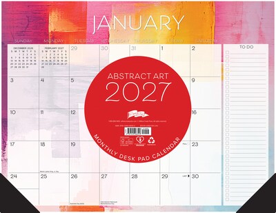 2027 Willow Creek Abstract Art 22 x 17 Monthly Desk Pad Calendar, Assorted Colors (66553)