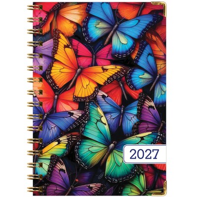 2027 Excello Brands 6" x 8" Weekly & Monthly Standard Planner, Paperboard Cover, Colorful Butterflies (FSHN-CY27-58-58)