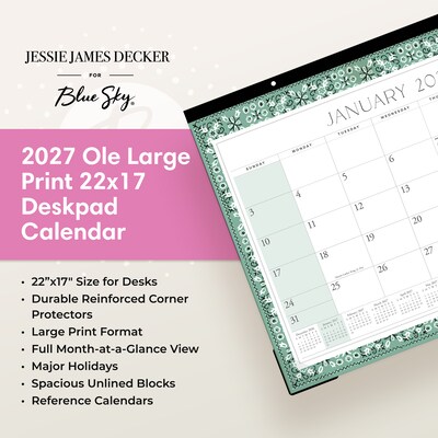2027 Blue Sky Jessie James Decker Monthly Desk Calendar, Floral (162654)