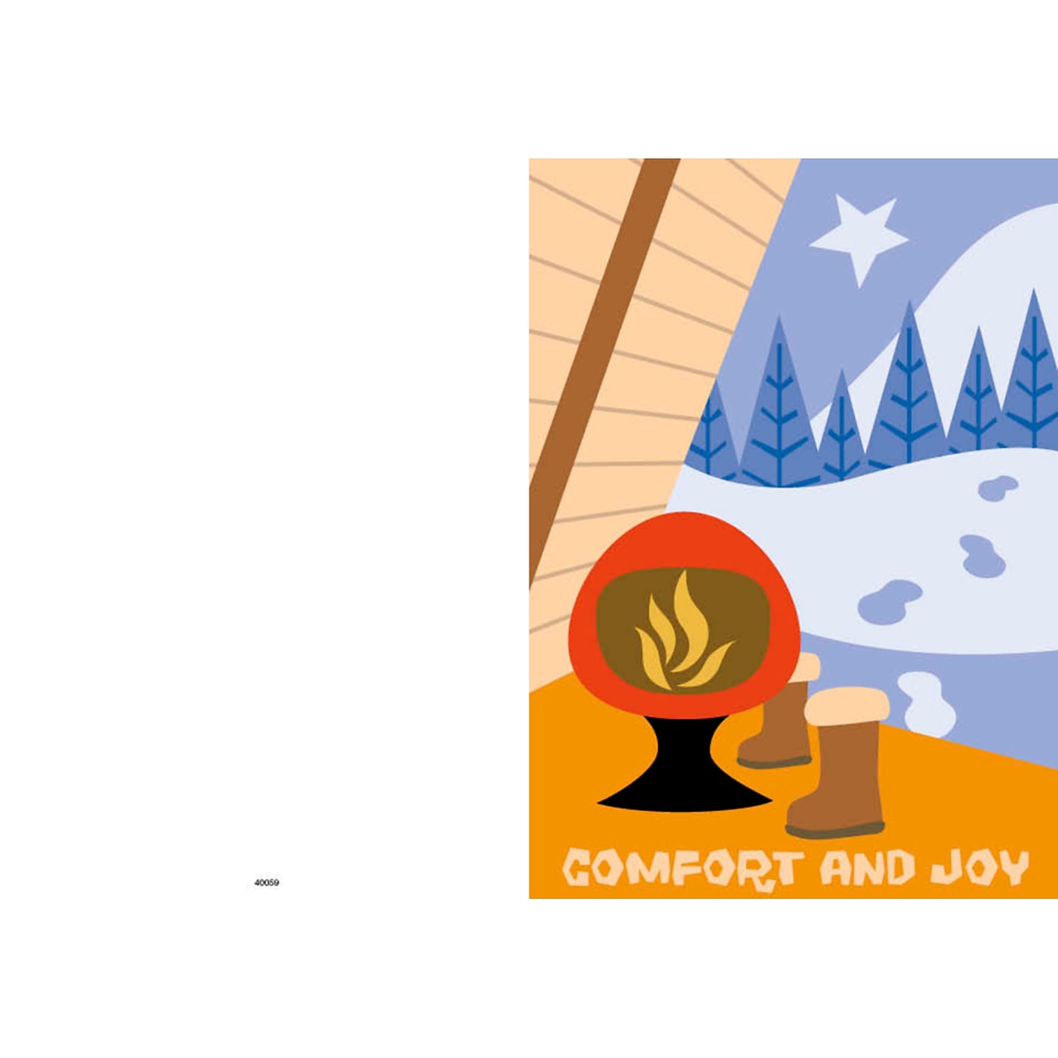 Comfort and joy - campfire - boots - 7 x 10 scored for folding to 7 x 5, 25 cards w/A7 envelopes per set