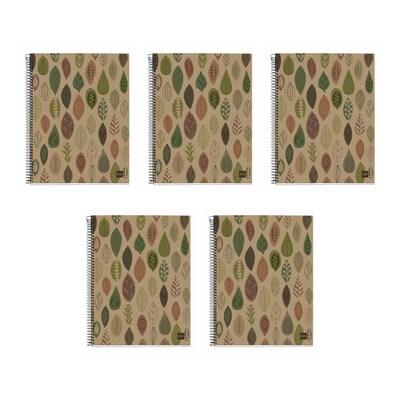 MiquelRius Recycled 4-Subject Notebooks, 8.5 x 11, College Ruled, 120 Sheets, Multicolored, 5/Cart