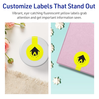 Avery Lollipop Laser/Inkjet Multipurpose Labels, 1.5" x 4", Neon Yellow (640/Box)