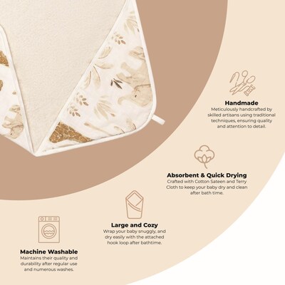 Crane Baby Kendi Baby Hooded Towel, Safari Animal (BC-120HT)