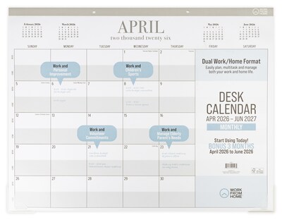 2026-2027 PlanAhead Work From Home 22 x 17 Academic Monthly Desk Pad Calendar (90526)