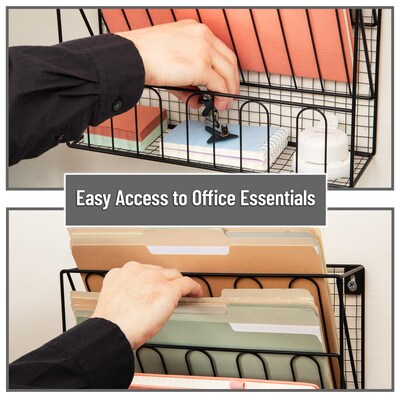 Mind Reader Metal Front Loading Letter Tray, Letter Size, Black (MAGMWIRE-BLK)