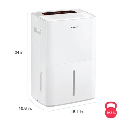 Amana Energy Star 50 Pint Portable Dehumidifier, 3 Speed, Covers up to 2,500 sq. ft., White (AMND501AW)