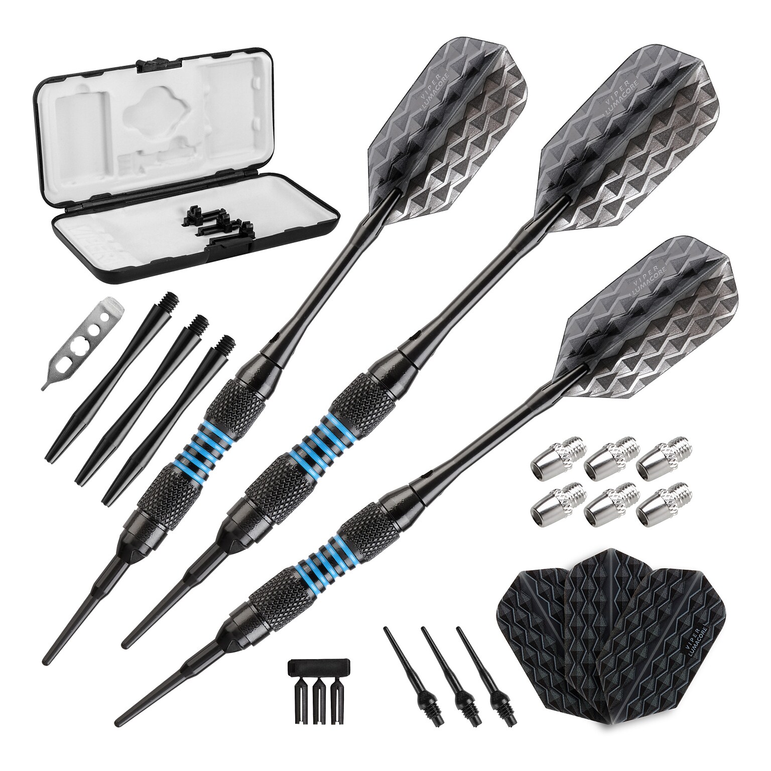 Viper Bobcat Adjustable Soft Tip Darts Blue Rings, 16-18 Grams (20-0916-16)