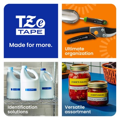 Brother P-touch TZe-231 Laminated Label Maker Tape, 1/2" x 26-2/10', Black On White, 2/Pack (TZe-2312PK)