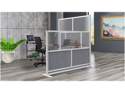 Luxor Modular Room Divider Add-On Wall, 48"H x 70"W, Gray PET/Frosted Acrylic (MW-7048-XFCG)