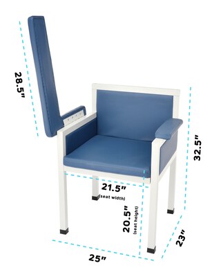 Viva Comfort. Antimicrobial Phlebotomy Blood Drawing Chair, 350 lbs. Capacity, Blue (ADI997-02-BLU-M