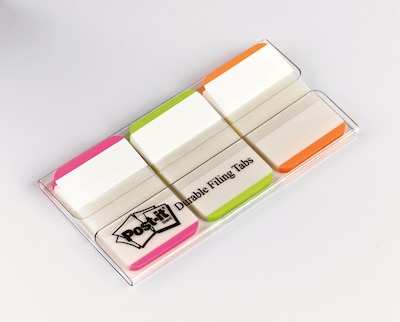 Post-it® Durable Tabs, 1" Wide, Lined, Assorted Colors, 66 Tabs/Pack (686L-PGO)
