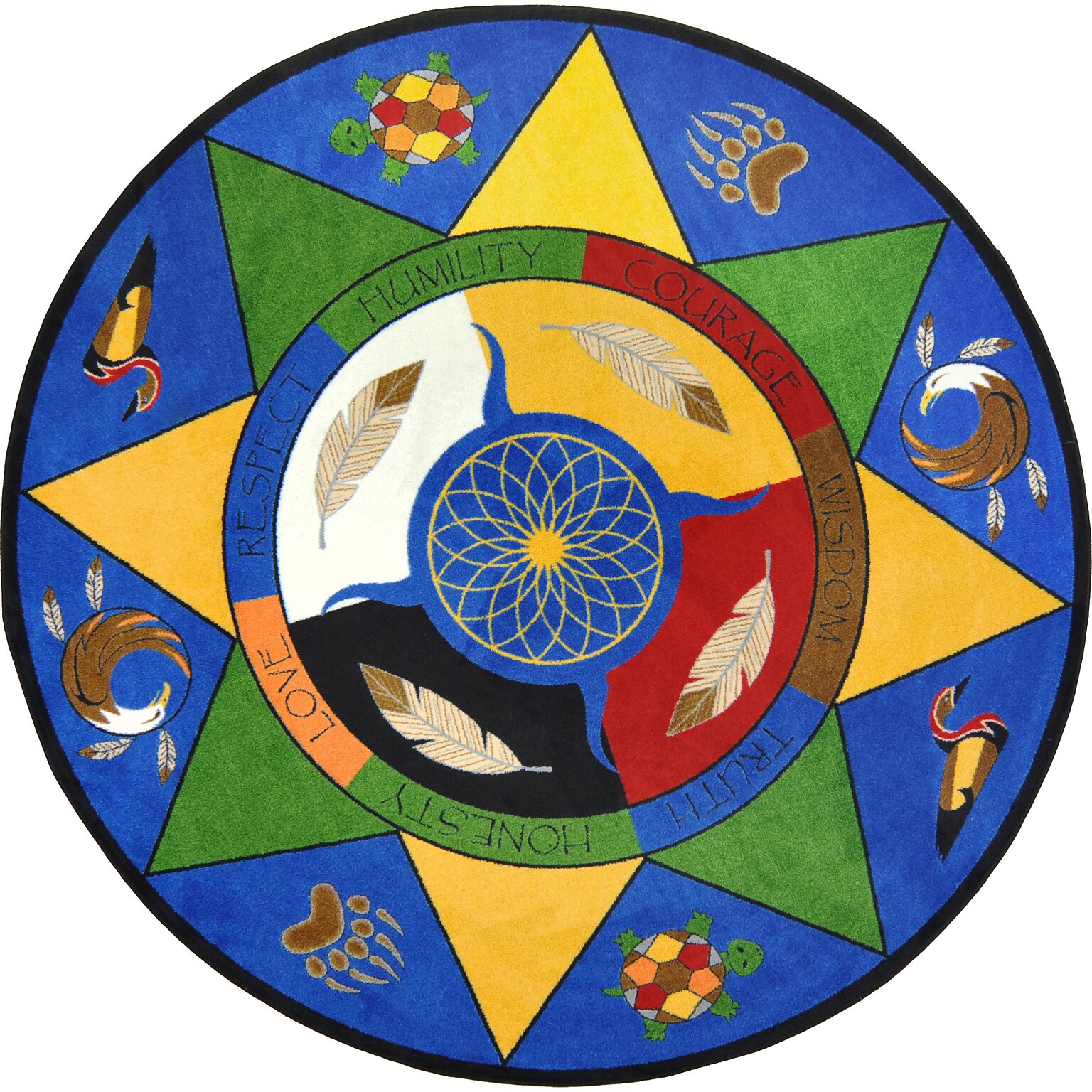 Joy Carpets Spirit of Truth Nylon 77 Round Machine Tufted Rug, Multicolored (1554E)