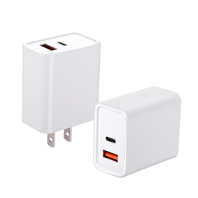 LAX Tech Mod PD 20W 2-Port USB-C Wall Charger, White (TMWUCWH)