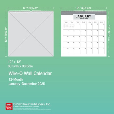 2025 BrownTrout Tuscan Delight 12" x 12" Monthly  Wire-O Wall Calendar (9781975478513)