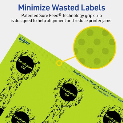 Avery Printable Decorative Edge Multipurpose Labels, 1.5" x 4", Bright Green, 80/Pack (94116)