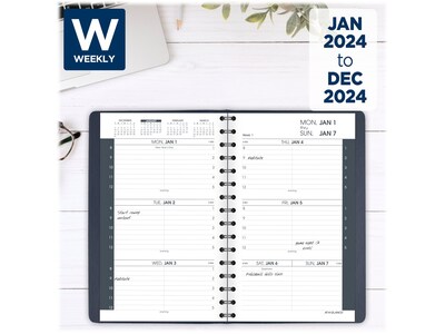 2024 AT-A-GLANCE 5" x 8" Weekly Appointment Book, Black (70-075-05-24)