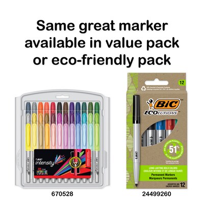 BIC Intensity Permanent Marker, Fine Point, Black, 12/Pack (GPM11-BLK)