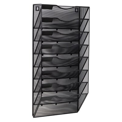Mind Reader Wall File Organizer, 8-Pocket Hanging Document Rack, Office Wall Mount, Metal, Black (MAG8C-BLK)