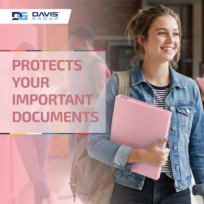 Davis Group, 1.5", 8.5" x 11", Round Ring View Binder, Pastel Color, Blush, 6/Pack (7412-11-06)