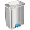 halo TapCan Stainless Steel Rectangular Pedal Sensor Trash Can with AbsorbX Odor Control System, Whi